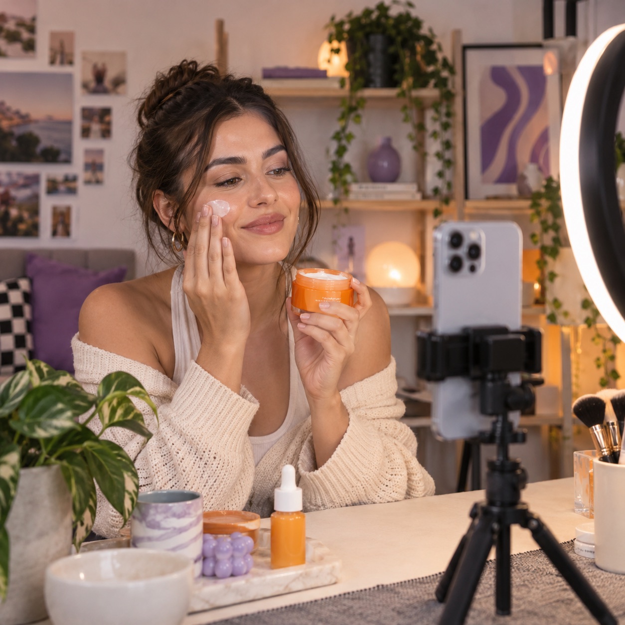 Illustrative scene of a creator filming a product demonstration